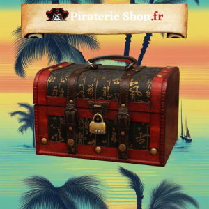 Coffre Pirate Asiatique en bois et cuir