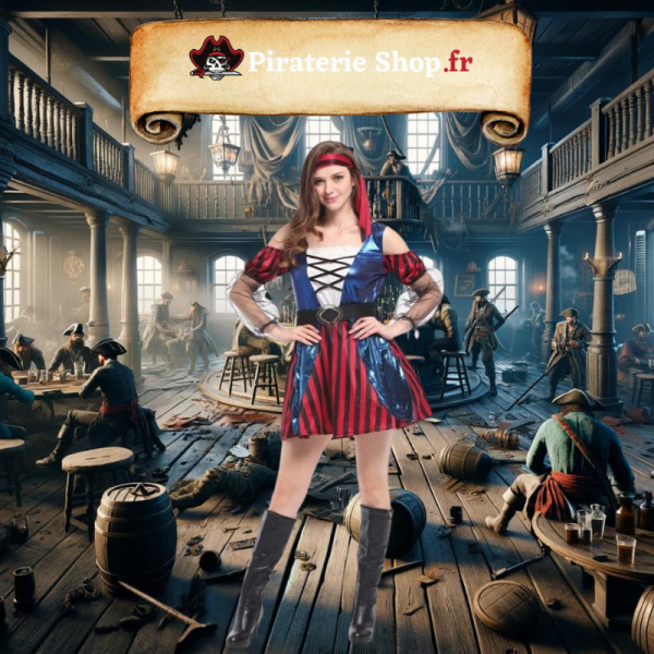 costume rouge de pirate pour femme