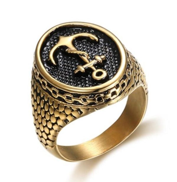 bague pirate ancre dorée