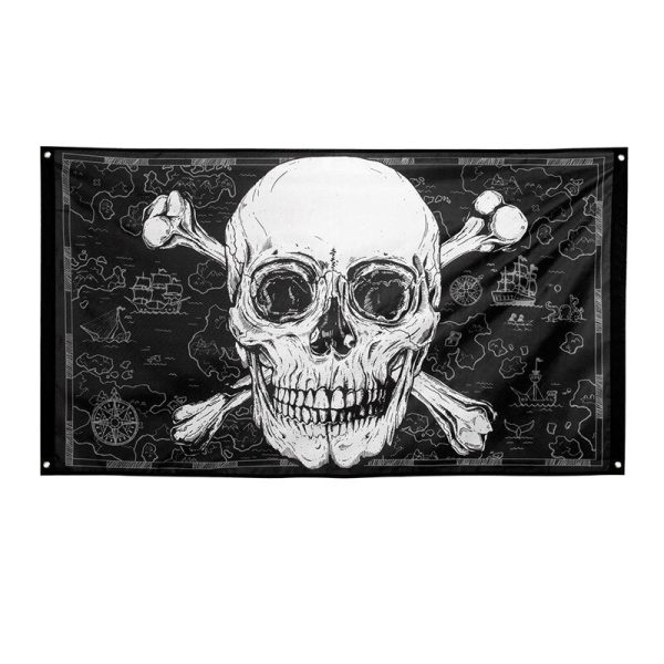 drapeau pirate en coton sur fond noir
